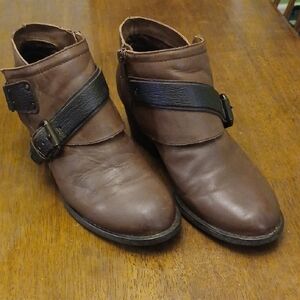 Women's OTBT Brown Leather Ankle Boots-Preloved